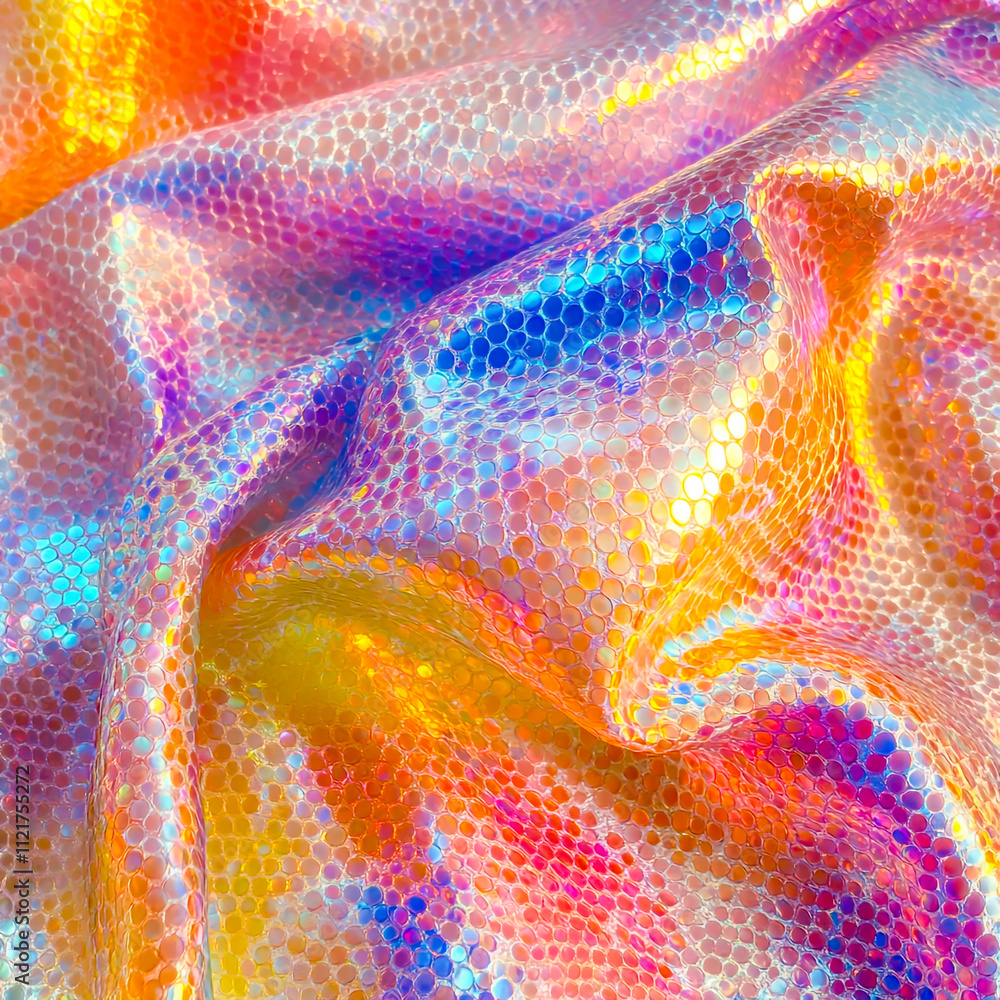 Poster shimmering iridescent bubble wrap with color-shifting hues