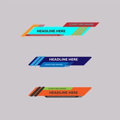 lower third abstract banner set geometric shape template