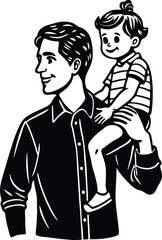 Happy Father's Day Silhouette Vector Illustration | Heartfelt Design for Celebrations