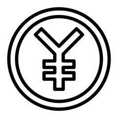 Fototapeta premium Yen Sign Vector Line Icon Design