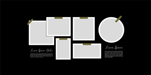 Pictures or photos frame collage. comics page grid layout abstract photo frames and digital photo wall template

