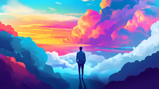 Farbdynamik in der cloud-technologie. Harmonic. Illustration
