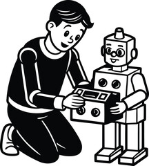 Happy Father's Day Silhouette Vector Illustration | Heartfelt Design for Celebrations