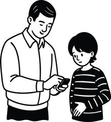 Happy Father's Day Silhouette Vector Illustration | Heartfelt Design for Celebrations