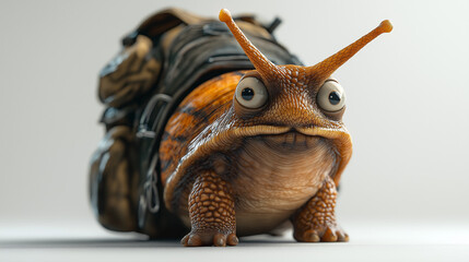 Snail with cracked shell showcasing unique texture and adventurous spirit during a close-up encounter