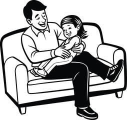 Happy Father's Day Silhouette Vector Illustration | Heartfelt Design for Celebrations