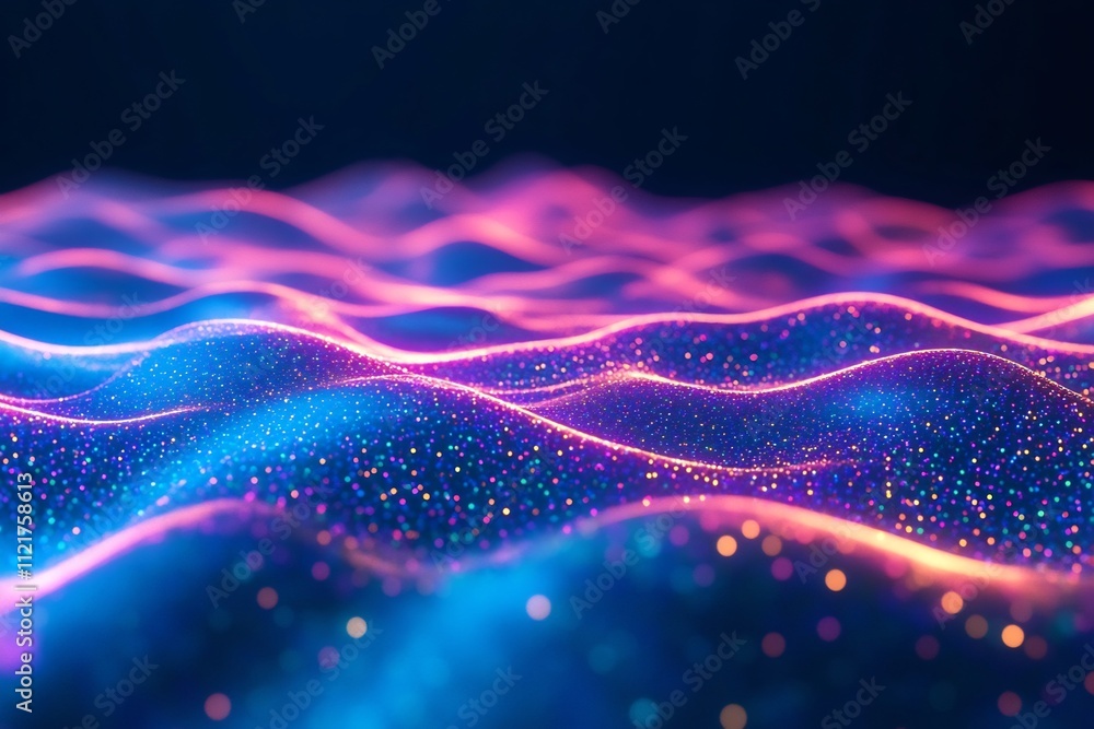 Poster futuristic glowing neural network in abstract cinematic viewpoint