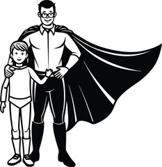 Happy Father's Day Silhouette Vector Illustration | Heartfelt Design for Celebrations