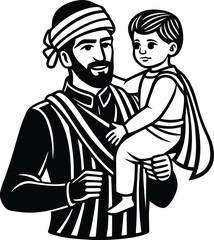 Happy Father's Day Silhouette Vector Illustration | Heartfelt Design for Celebrations