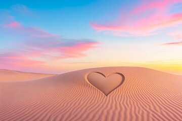 Fototapeta premium Dramatic Heart Shaped Sand Dunes with Soft Sunset Lighting