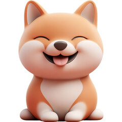 Naklejka premium Cute Animated Orange Fox Character with Wide Smile and Sparkling Eyes