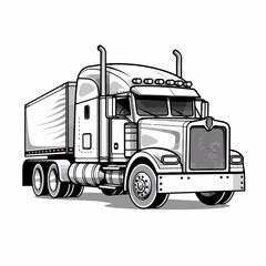 Detailed Truck Line Vector Illustration for Cartoons and Designs