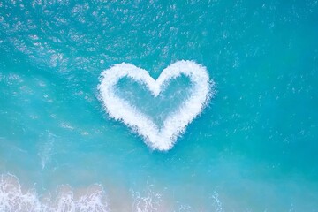 Gentle Ocean Waves Forming a Romantic Heart Shaped Seascape