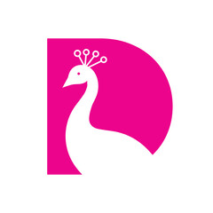 Letter D Peacock Logo Design Vector Template