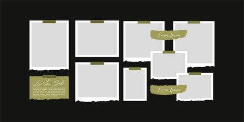 Pictures or photos frame collage. comics page grid layout abstract photo frames and digital photo wall template
