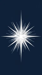 Fototapeta premium Monochromatic white star on navy background with geometric lines