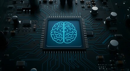 Fototapeta premium Digital brain with circuit and AI cocept. 3D Rendering.