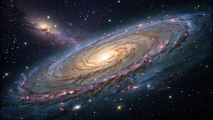 Fototapeta premium Cosmic holographic background with a swirling pattern of stars and galaxies, galaxies, cosmic background, nebulas, psychedelic