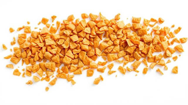 Crisp and golden brown khakra pieces on a plain white surface create a stunning visual effect, colorful flatbread, crunchy texture, flavorful treats
