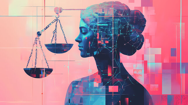 Balancing ai ethics, intellectual property, and business innovation: harmonizing technological advancements with human creativity and copyright safeguarding. Harmonic. Illustration