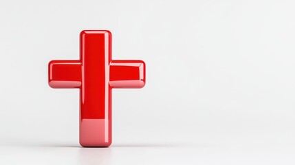 Obraz premium A shiny red cross symbolizing health or first aid.