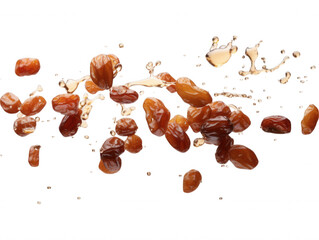 Obraz premium Golden Raisins Splashing, Dried Fruit, Sweet Treat, Snack, Food
