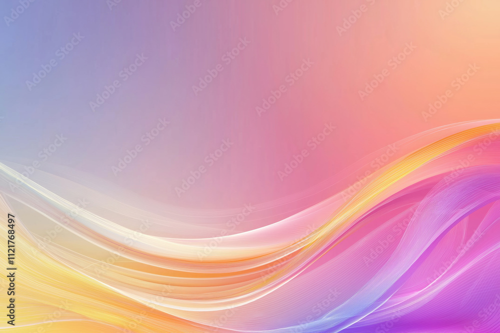 Poster colorful abstract waves flow gently across a soft gradient background in serene harmony