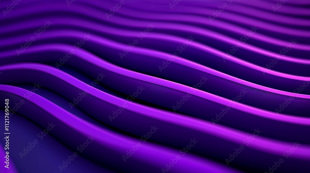 Poster abstract wavy patterns in vibrant purple hues, creating a sense of depth and movement.