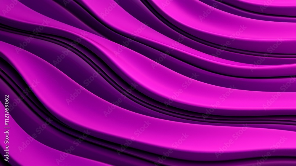 Poster a vibrant, abstract design featuring flowing purple waves with smooth gradients and textures, creati