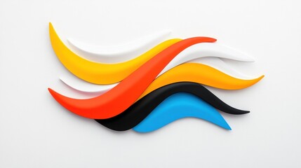 Naklejka premium Abstract design featuring colorful wave-like shapes on a white background.