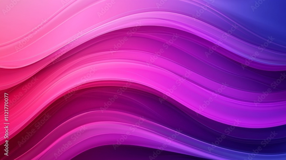 Poster a vibrant abstract design featuring flowing waves in shades of pink and purple, creating a dynamic a