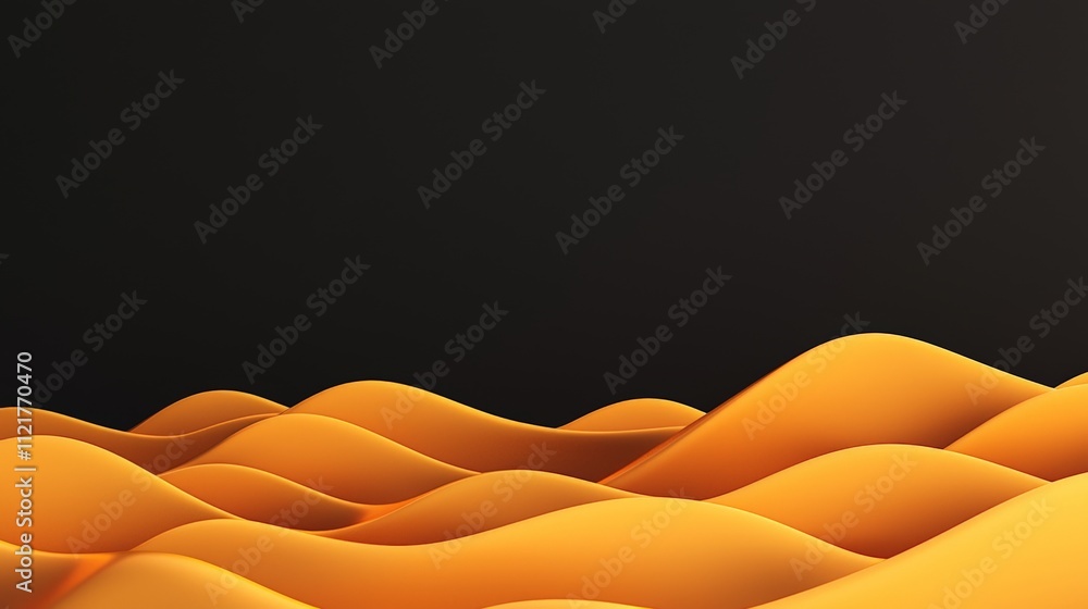 Poster abstract waves of orange undulate against a dark background, creating a dynamic and visually strikin