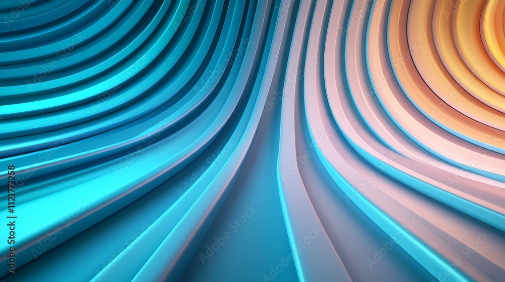 Poster a vibrant, wavy pattern featuring blue and orange hues, creating a sense of depth and movement in a 