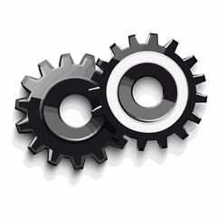 Two Gears Icon: Vector Illustration for Machinery, Isolated on White Background
