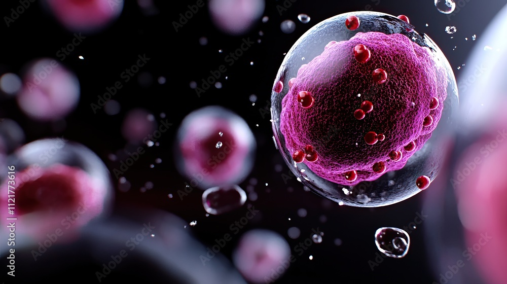 Poster a detailed microscopic view of vibrant cells, showcasing their intricate structures and the dynamic 
