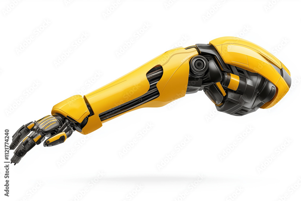 Poster robotic arm displaying advanced design and technology for industrial applications