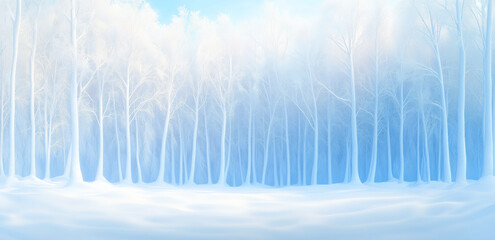 Winter landscape with snow-covered trees in serene atmosphere