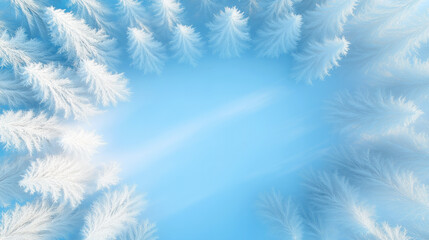 Frosted trees create a serene winter landscape in blue