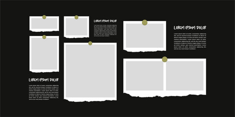 Fototapeta premium Pictures or photos frame collage. comics page grid layout abstract photo frames and digital photo wall template