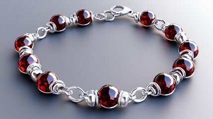 Obraz premium Delicate Garnet Beaded Silver Anklet for Summer Fashion Accessories
