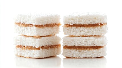 Rice Cake Sandwiches with Sweet Filling on White Background