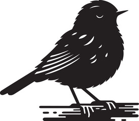 Silhouette Illustration of an American Robin
