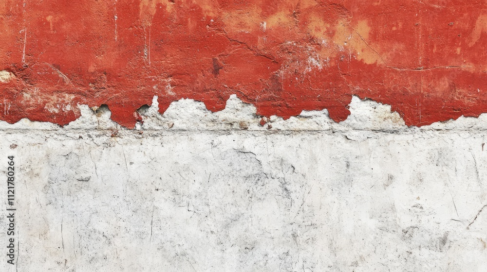Aufkleber red brick and white concrete wall texture with weathered surface ideal for backgrounds or design pro