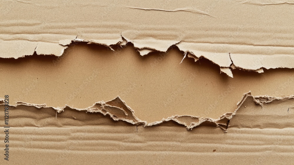 Poster damaged and ripped cardboard kraft paper backdrop with textured effect for creative designs and back