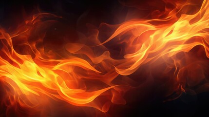 Abstract fiery swirls flowing on dark background