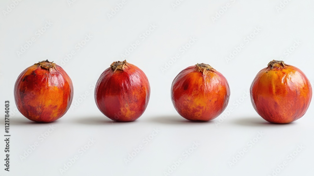Poster salacca tropical fruit arranged in a row on a clean white background showcasing their vibrant colors