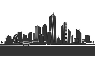 Naklejka premium A black colour city silhouette vector design