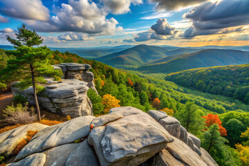 Rocky Overlook of a Forested Valley