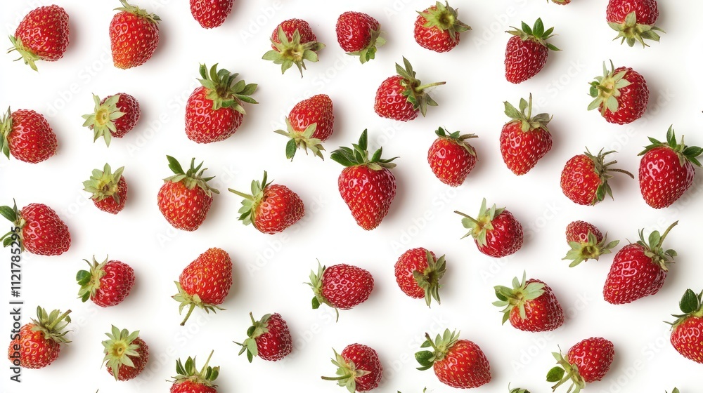 Aufkleber freshly picked vibrant red strawberries scattered against a clean white background creating a visual