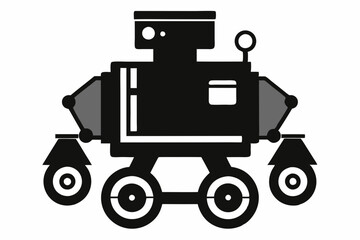 Delivery Robot vector silhouette black design white background
